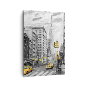 Impression sur toile - Image sur toile - Rue de New York aux accents jaunes - 70x100cm - Une histoire new-yorkaise - Décoration murale moderne pour le salon et la chambre ARTTOR