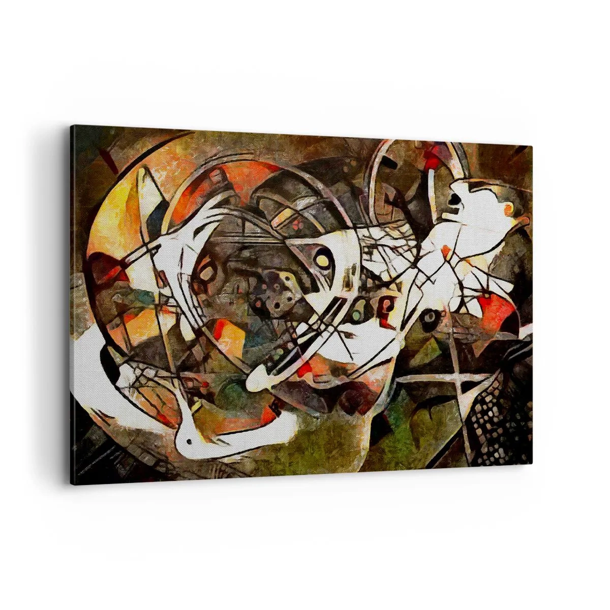 Impression sur toile - Image sur toile - Abstraction expressive dans des tons sombres avec des lignes dynamiques. - 120x80cm - Vous entendez le mouvement ? - Décoration murale moderne pour le salon et la chambre ARTTOR