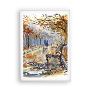 Affiche dans un cadre blanc - Poster - Errer ensemble à l'automne - 70x100 cm