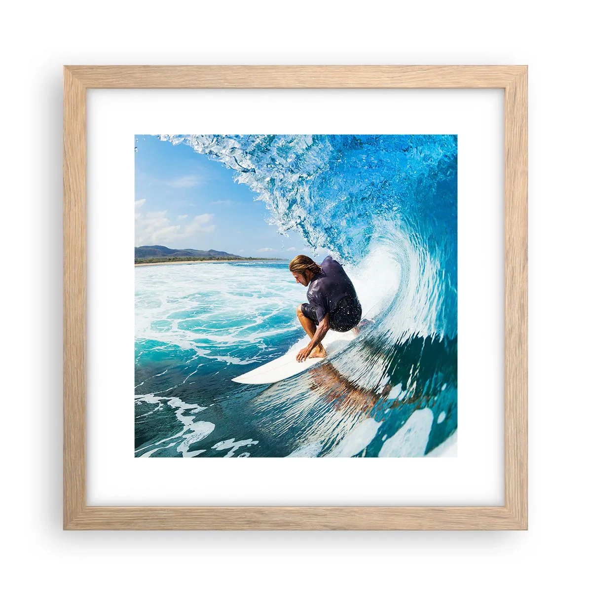 Affiche dans un chêne clair - Poster - Danse avec les vagues - 30x30 cm
