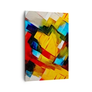Impression sur toile - Image sur toile - Composition géométrique abstraite aux couleurs vives - 70x100cm - Une superposition multicolore - Décoration murale moderne pour le salon et la chambre ARTTOR