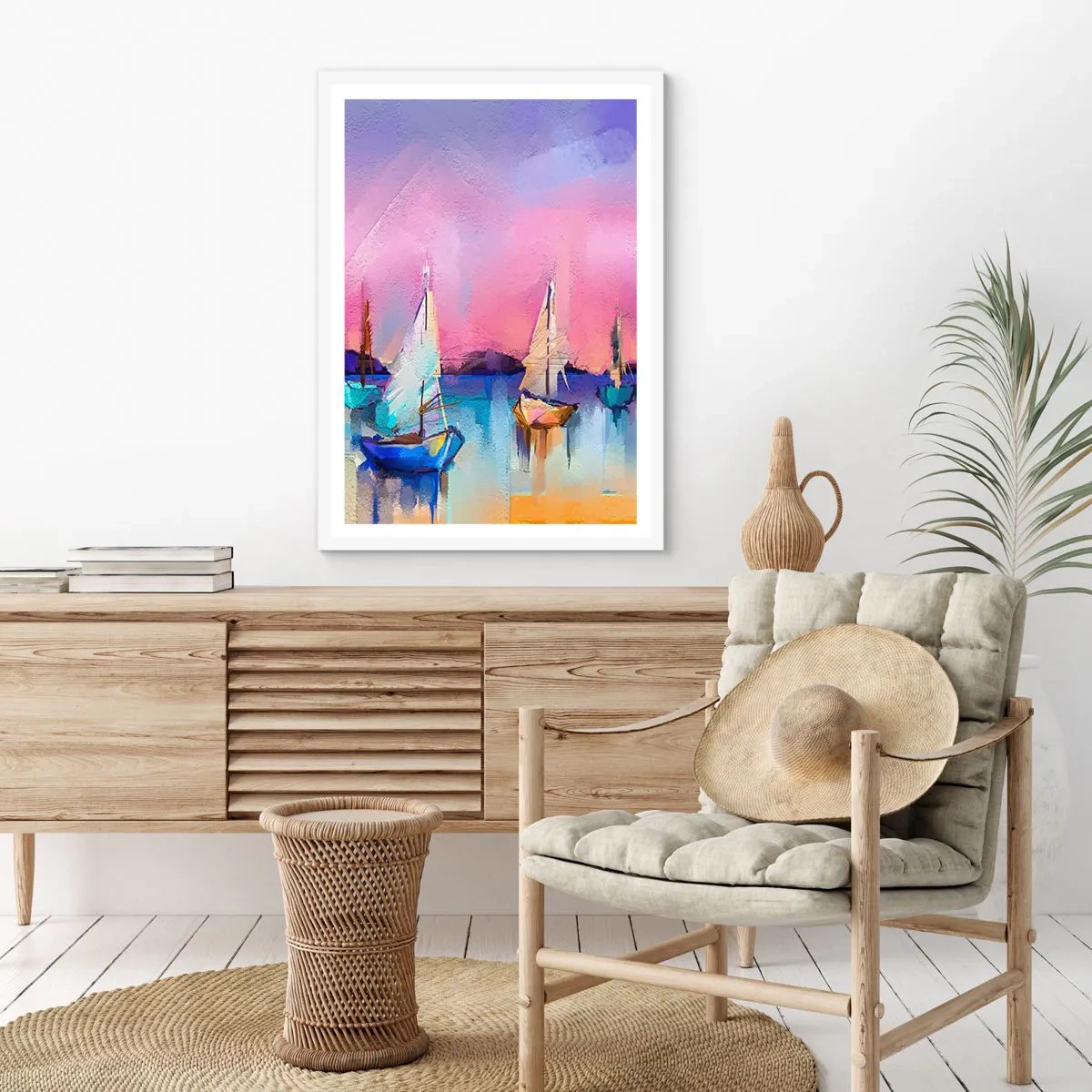 Affiche dans un cadre blanc - Poster - Direction: les eaux larges - 30x40 cm