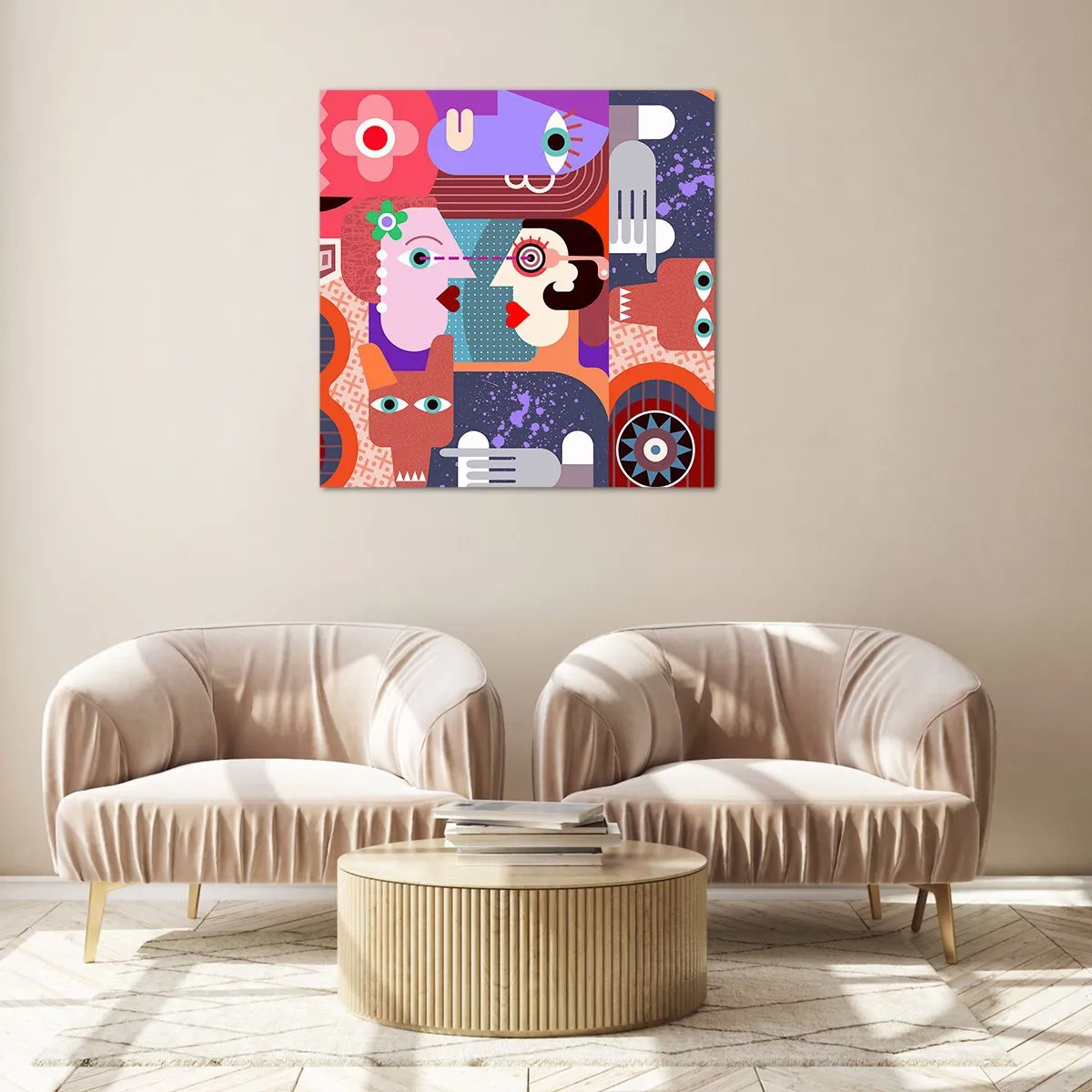 Impression sur verre - Image sur verre - Les yeux dans les yeux - 30x30 cm