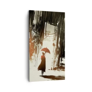 Impression sur toile - Image sur toile - La poésie du parapluie rouge - 45x80 cm