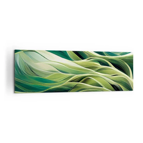 Impression sur toile - Image sur toile - Lignes dynamiques dans des tons de vert - 160x50cm - Jeu de vert abstrait - Décoration murale moderne pour le salon et la chambre ARTTOR
