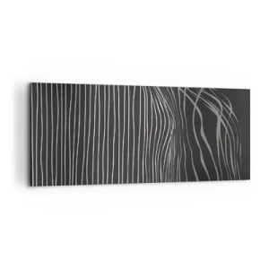Impression sur toile - Image sur toile - Lignes blanches sur fond gris foncé dans un arrangement abstrait - 120x50cm - Rythme et accent - Décoration murale moderne pour le salon et la chambre ARTTOR