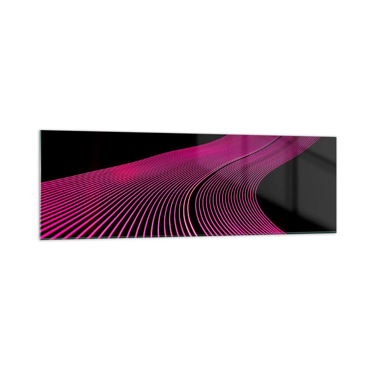 Impression sur verre - Image sur verre - Lignes futuristes dans des tons de rose sur fond noir - 160x50cm - Avenue de lumière - Décoration murale moderne pour le salon et la chambre ARTTOR