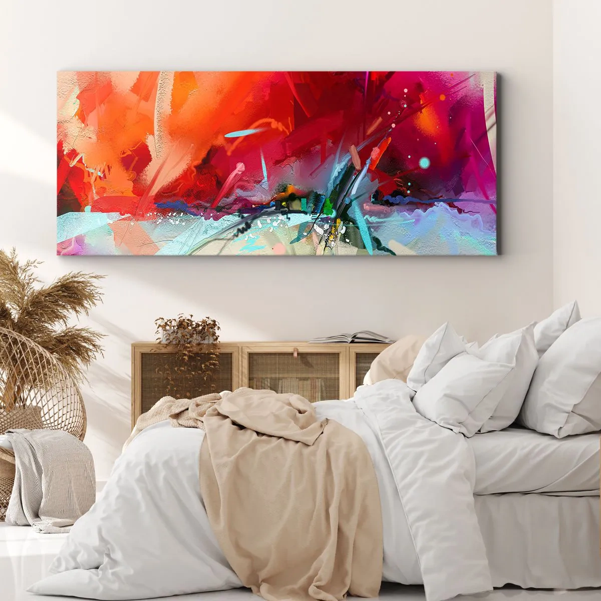 Impression sur toile - Image sur toile - Paysage abstrait aux couleurs intenses - 140x50cm - Une explosion de lumières et de couleurs - Décoration murale moderne pour le salon et la chambre ARTTOR