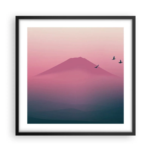 Affiche dans un cadre noir - Poster - Des pèlerins au dessus des nuages - 50x50 cm