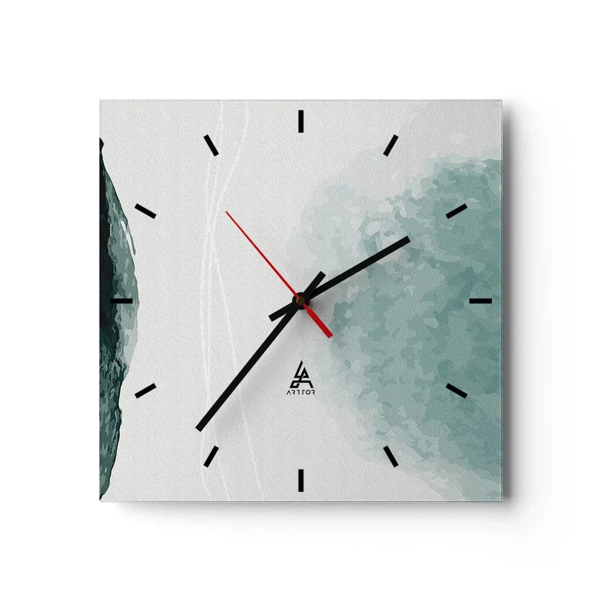 Horloge murale - Pendule murale - Une délicate composition abstraite dans des tons de vert avec des formes subtiles sur un fond clair. - 30x30cm - Rencontre avec le brouillard - Décoration murale moderne pour le salon et la chambre ARTTOR