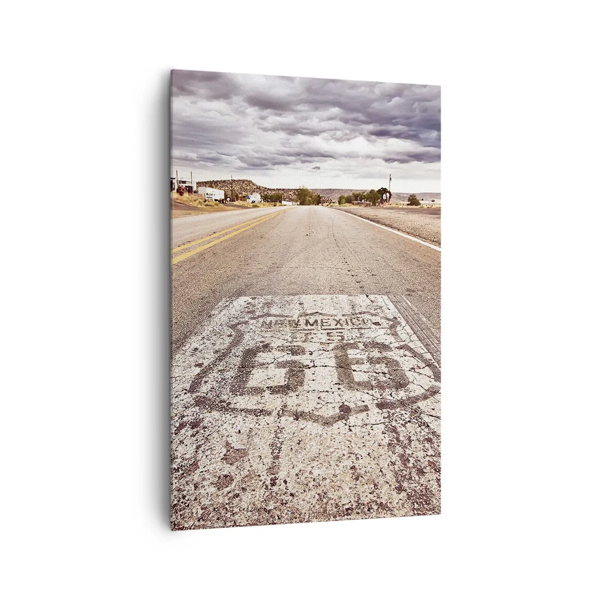 Impression sur toile - Image sur toile - Route 66 dans un climat désertique avec un ciel pittoresque - 80x120cm - Mother Road - une légende américaine - Décoration murale moderne pour le salon et la chambre ARTTOR