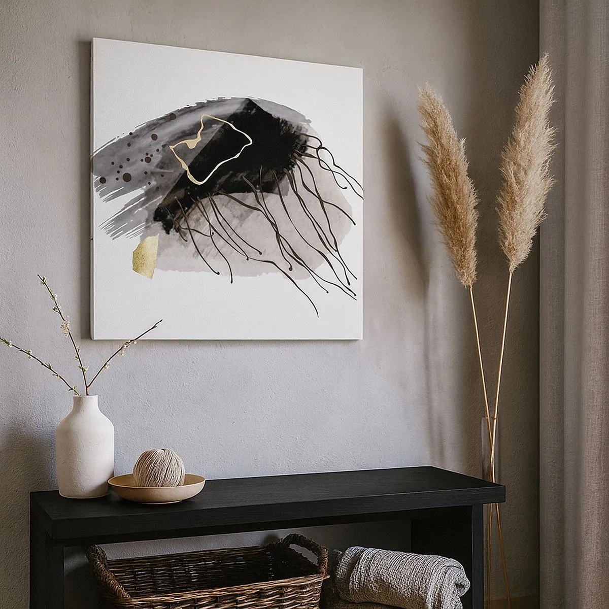 Impression sur toile - Image sur toile - En noir et en or - 30x30 cm