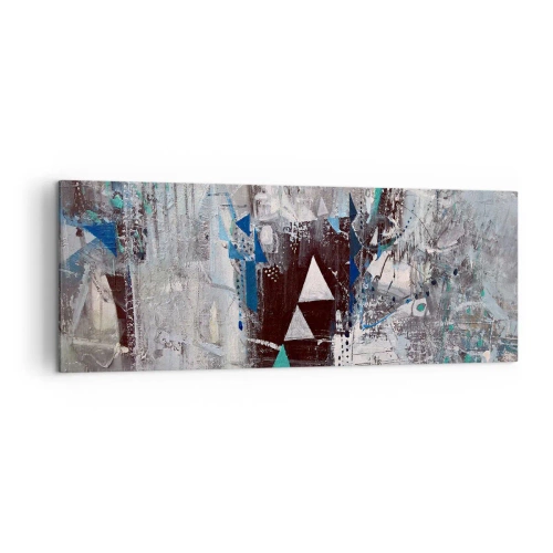 Impression sur toile - Image sur toile - Composition abstraite avec des triangles et des motifs géométriques - 140x50cm - Ordre prioritaire des triangles - Décoration murale moderne pour le salon et la chambre ARTTOR