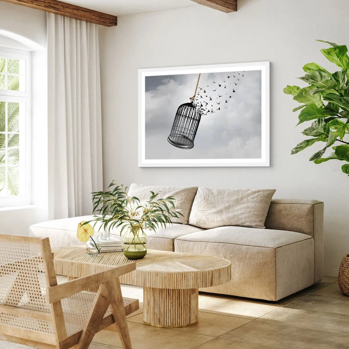 Affiche dans un cadre blanc - Poster - Foie...Espoir...Liberté! - 91x61 cm