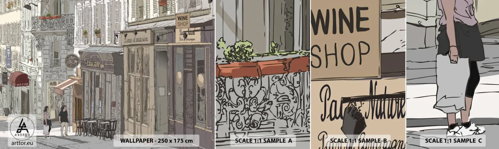 Échantillon de Papier Peint Autocollant Deluxe Sticker - Joie de la ville - Architecture, Ville, Paris - 100x30 cm