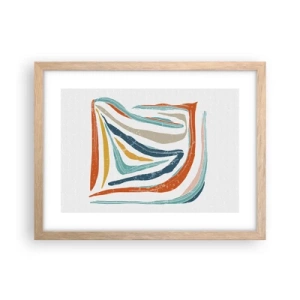 Affiche dans un chêne clair - Poster - Abstraction avec un sourire amical - 40x30 cm