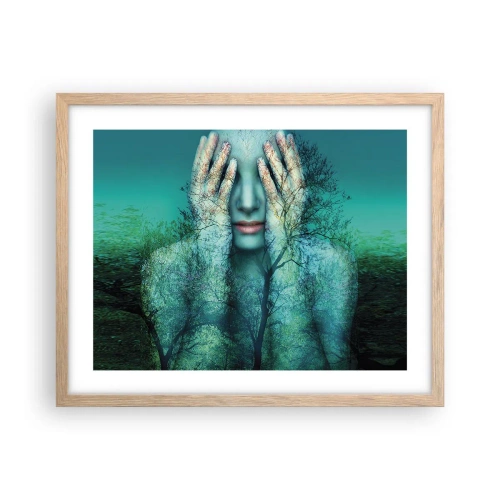 Affiche dans un chêne clair - Poster - immergé dans l'azur - 50x40 cm