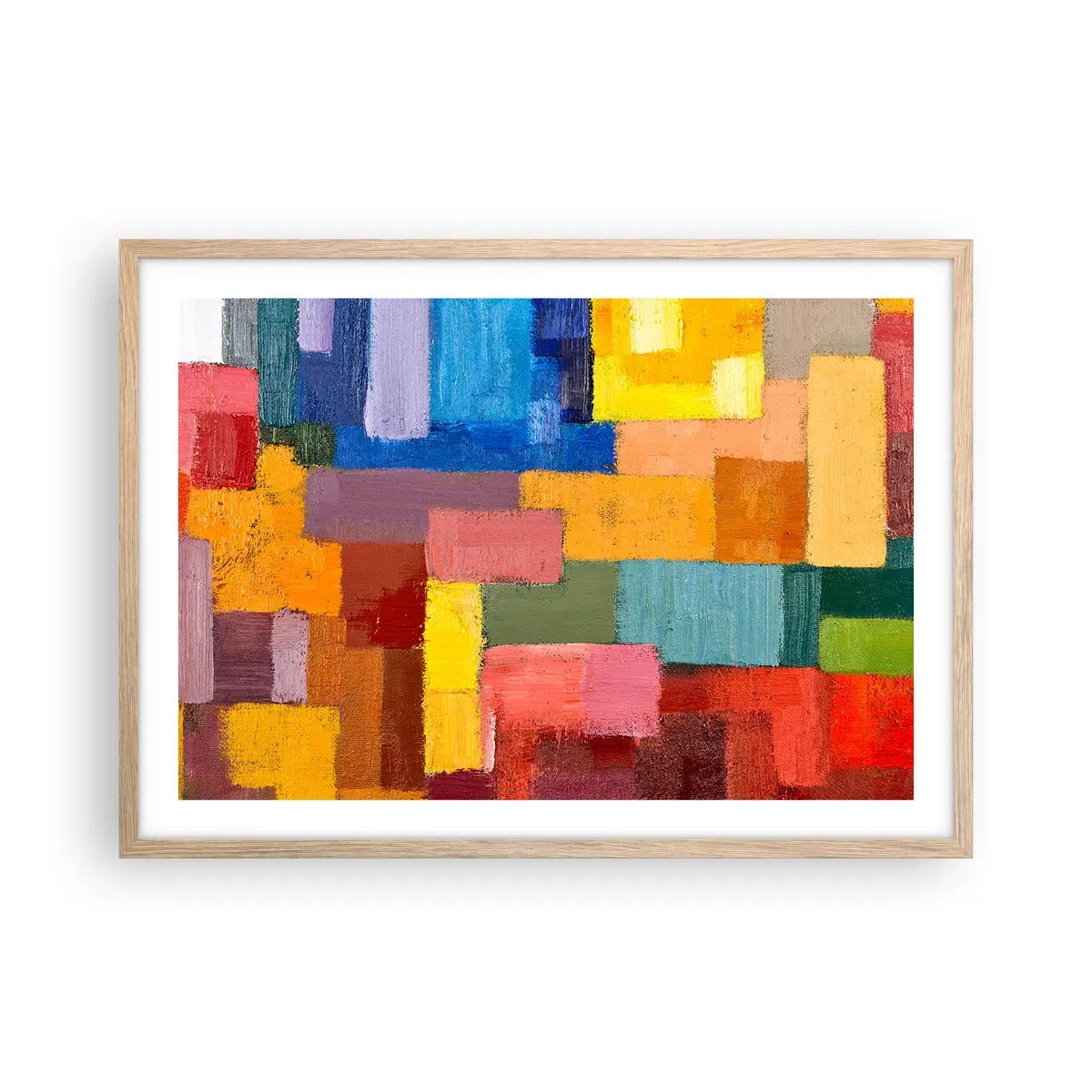 Affiche dans un chêne clair - Poster - Chacun est différent, tout est coloré - 70x50 cm