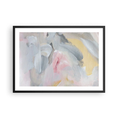 Affiche dans un cadre noir - Poster - Coups de pastel abstraits dans des tons de rose et de gris. - 70x50cm - Dans un monde pastel - Décoration murale moderne pour le salon et la chambre ARTTOR