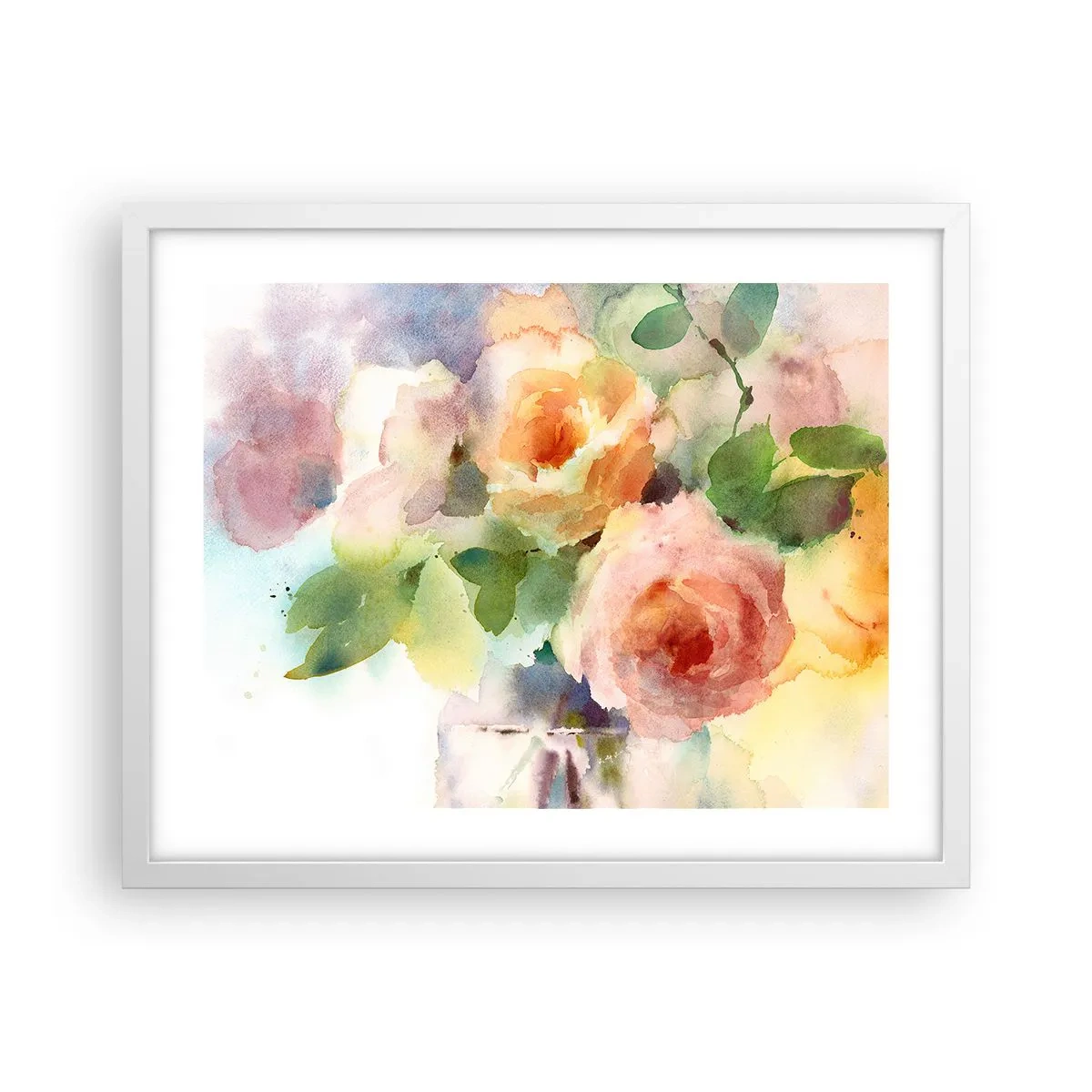 Affiche dans un cadre blanc - Poster - Délicat comme l'aquarelle - 50x40 cm