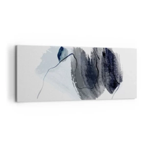 Impression sur toile - Image sur toile - Composition abstraite dans les tons de gris et de bleu - 120x50cm - Intensité et mouvement - Décoration murale moderne pour le salon et la chambre ARTTOR