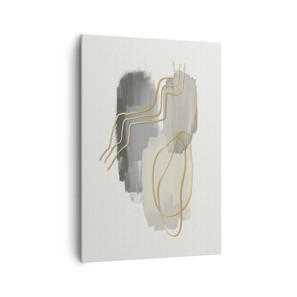 Impression sur toile - Image sur toile - Lignes dorées abstraites sur fond gris - 70x100cm - Durée et mouvement - Décoration murale moderne pour le salon et la chambre ARTTOR