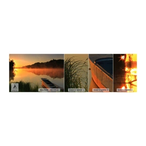 Échantillon de Papier Peint Autocollant Deluxe Sticker - Lever du soleil sur l'eau comme un miroir - Paysage, Lac, Matin - 100x30 cm