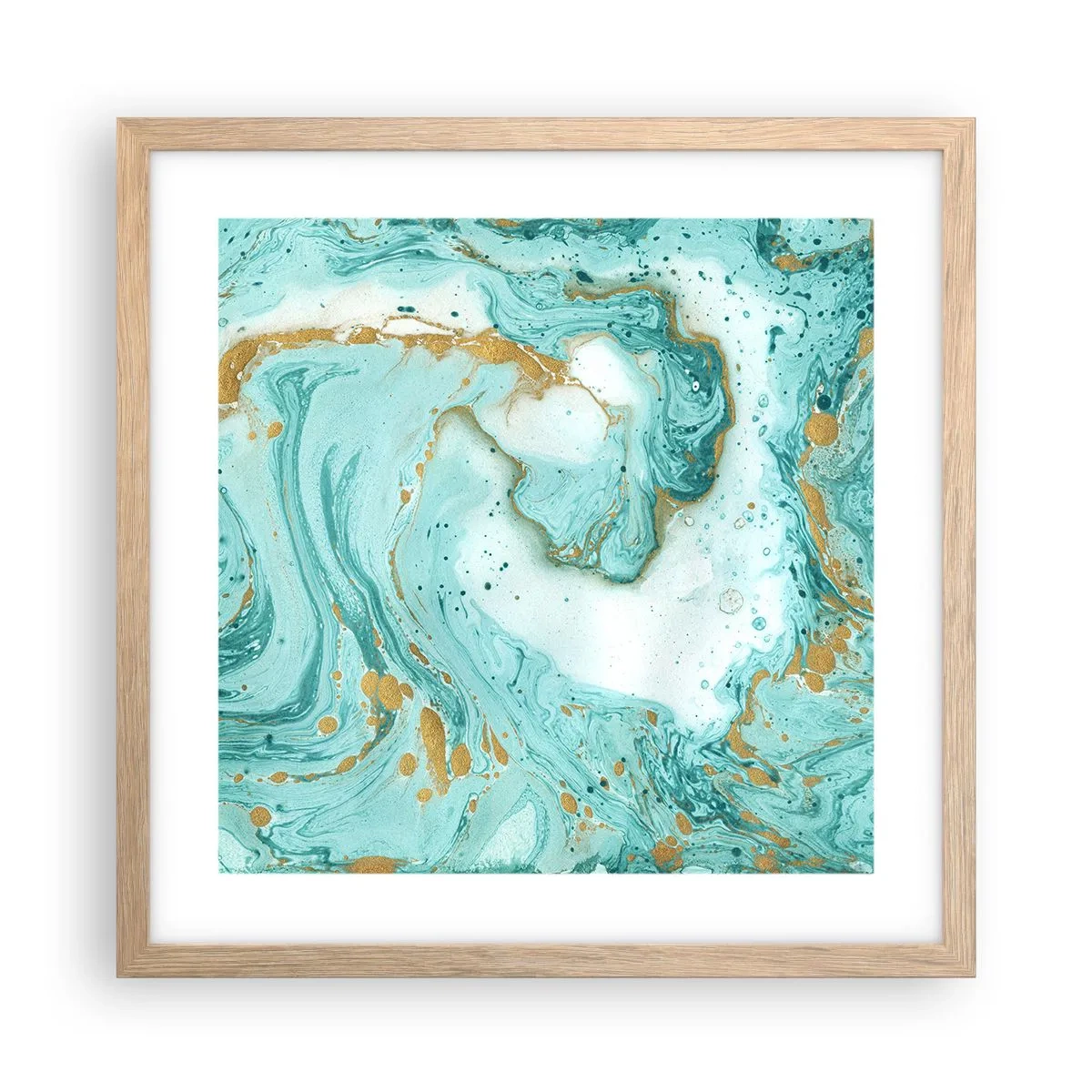 Affiche dans un chêne clair - Poster - Sous la grande vague de l'ère Edo - 40x40 cm