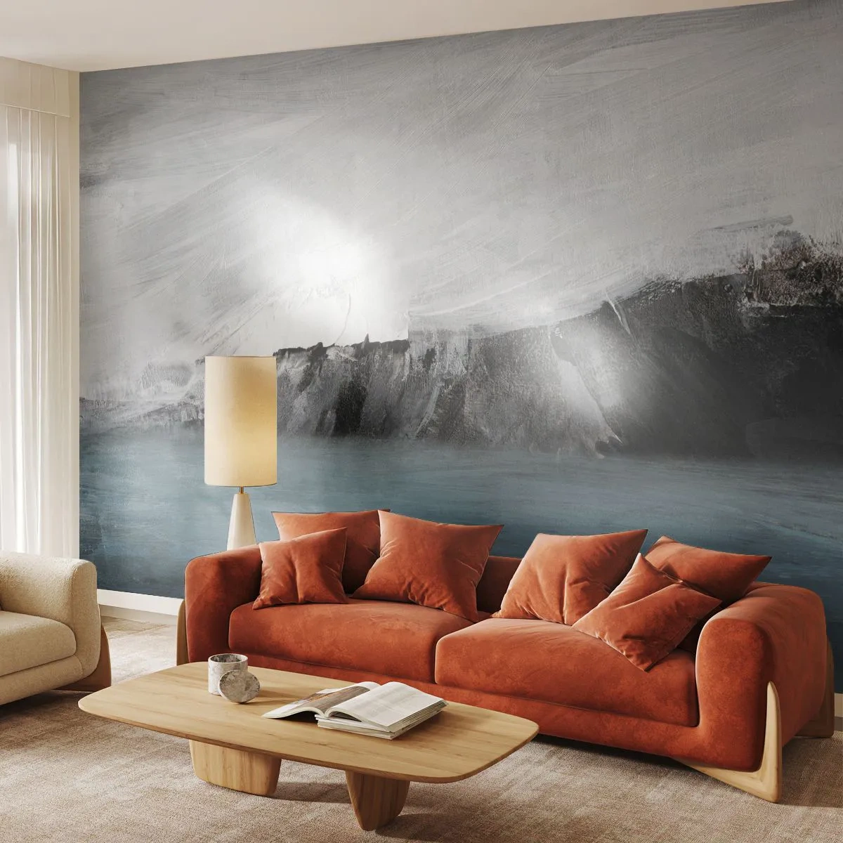 Papier Peint Photo Premium Sand - Eau – terre : choc des éléments - Côte, Paysage, Mer - 250x175 cm
