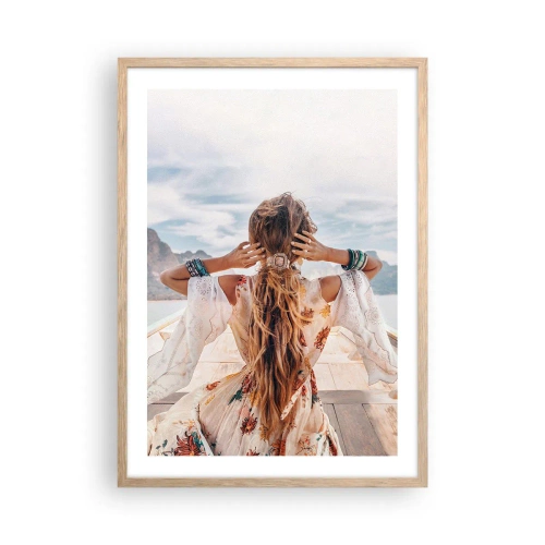 Affiche dans un chêne clair - Poster - En route vers le bonheur - 50x70 cm