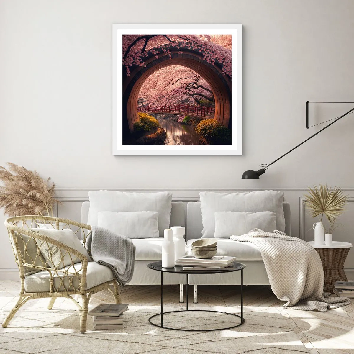 Affiche dans un cadre blanc - Poster - Printemps japonais - 40x40 cm