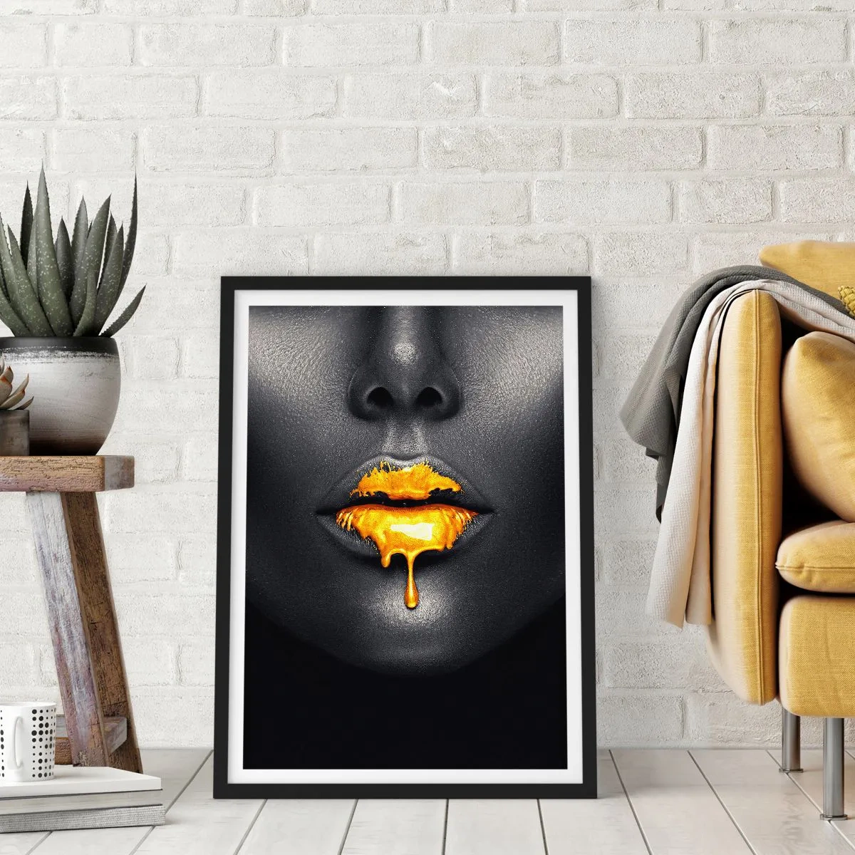 Affiche dans un cadre noir - Poster - Bouche d'or - 70x100 cm