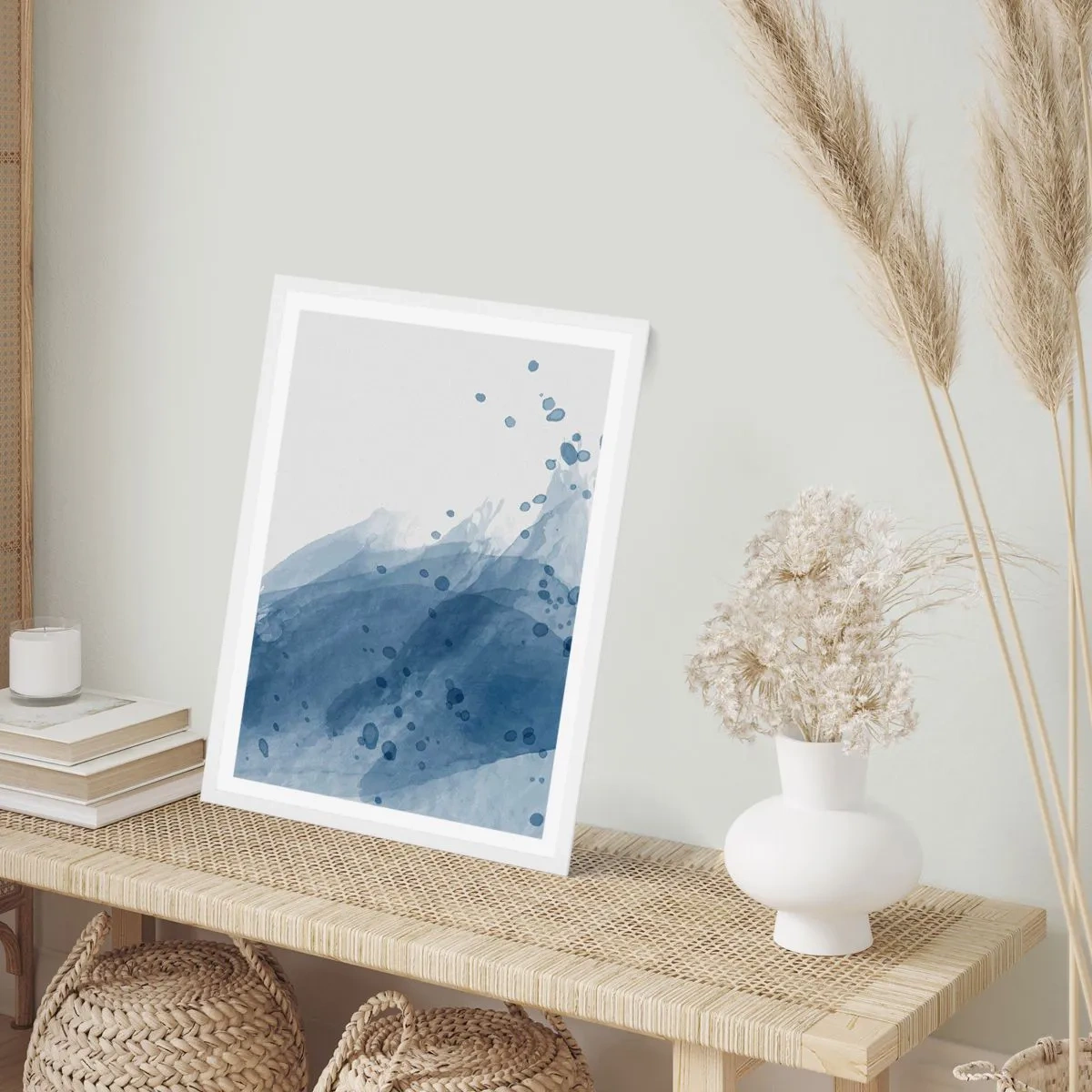 Affiche dans un cadre blanc - Poster - Tulle bleu - 30x40 cm