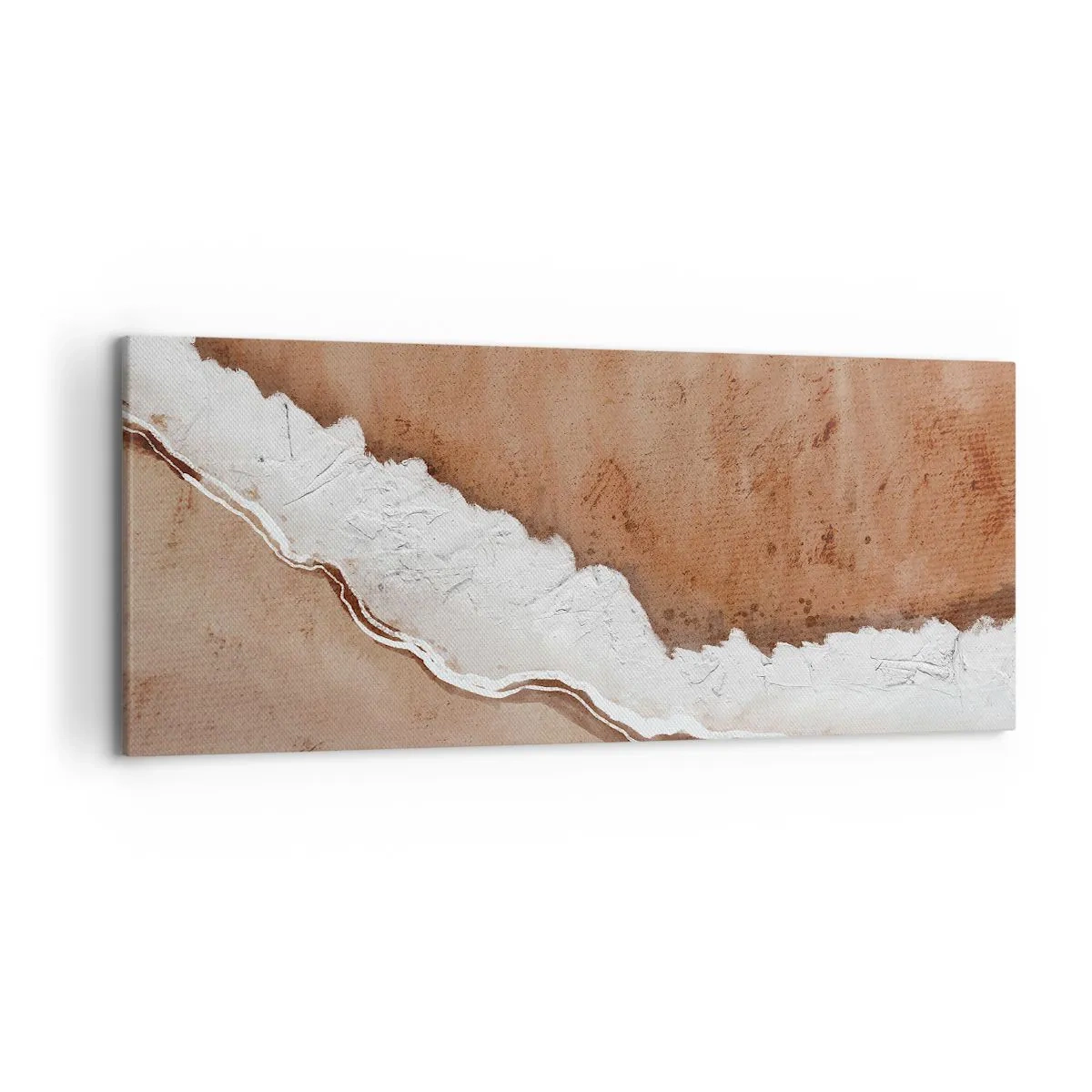 Impression sur toile - Image sur toile - Texture de sable avec des accents blancs - 120x50cm - Dans des couleurs de la terre - Décoration murale moderne pour le salon et la chambre ARTTOR