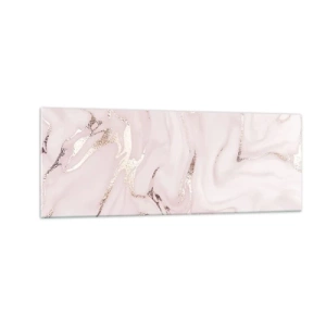 Impression sur verre - Image sur verre - Abstraction élégante dans des tons de rose et d'or - 140x50cm - Dans un châle rose - Décoration murale moderne pour le salon et la chambre ARTTOR