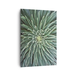 Impression sur toile - Image sur toile - Disposition symétrique de feuilles vertes ressemblant à une étoile - 70x100cm - Naissance d'une étoile - Décoration murale moderne pour le salon et la chambre ARTTOR