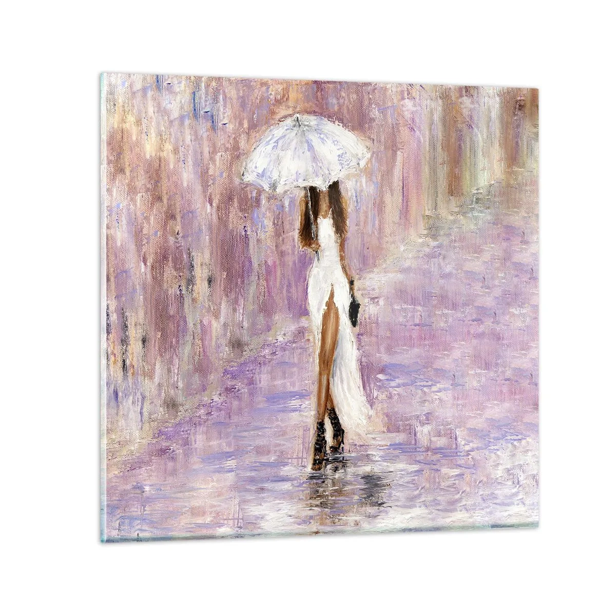 Impression sur verre - Image sur verre - Sous la pluie lilas - 30x30 cm