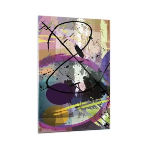 Impression sur verre - Image sur verre - Un motif abstrait coloré avec des lignes et des formes dynamiques. - 80x120cm - Vous pouvez aller tout droit ou autour - Décoration murale moderne pour le salon et la chambre ARTTOR