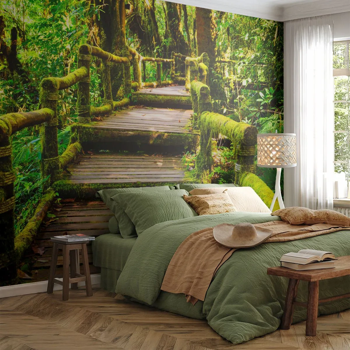 Papier Peint Autocollant Deluxe Sticker - Un couloir de verdure - Nature, Paysage, Forêt - 250x175 cm