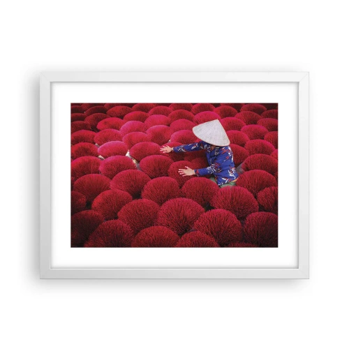 Affiche dans un cadre blanc - Poster - Dans un champ de riz - 40x30 cm