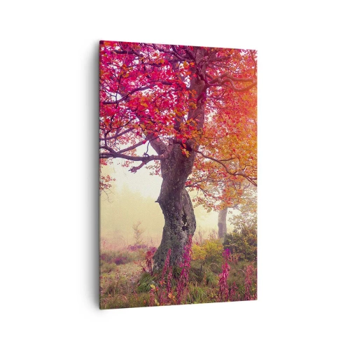 Impression sur toile - Image sur toile - Paysage d'automne avec des arbres aux couleurs intenses - 80x120cm - Frénésie de floraison - Décoration murale moderne pour le salon et la chambre ARTTOR