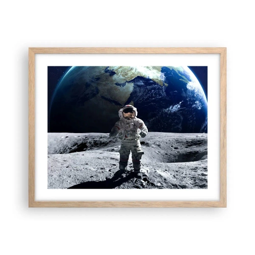 Affiche dans un chêne clair - Poster - Salutations de la lune - 50x40 cm