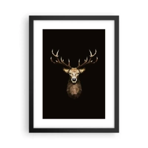 Affiche dans un cadre noir - Poster - Cerf cubique - 30x40 cm
