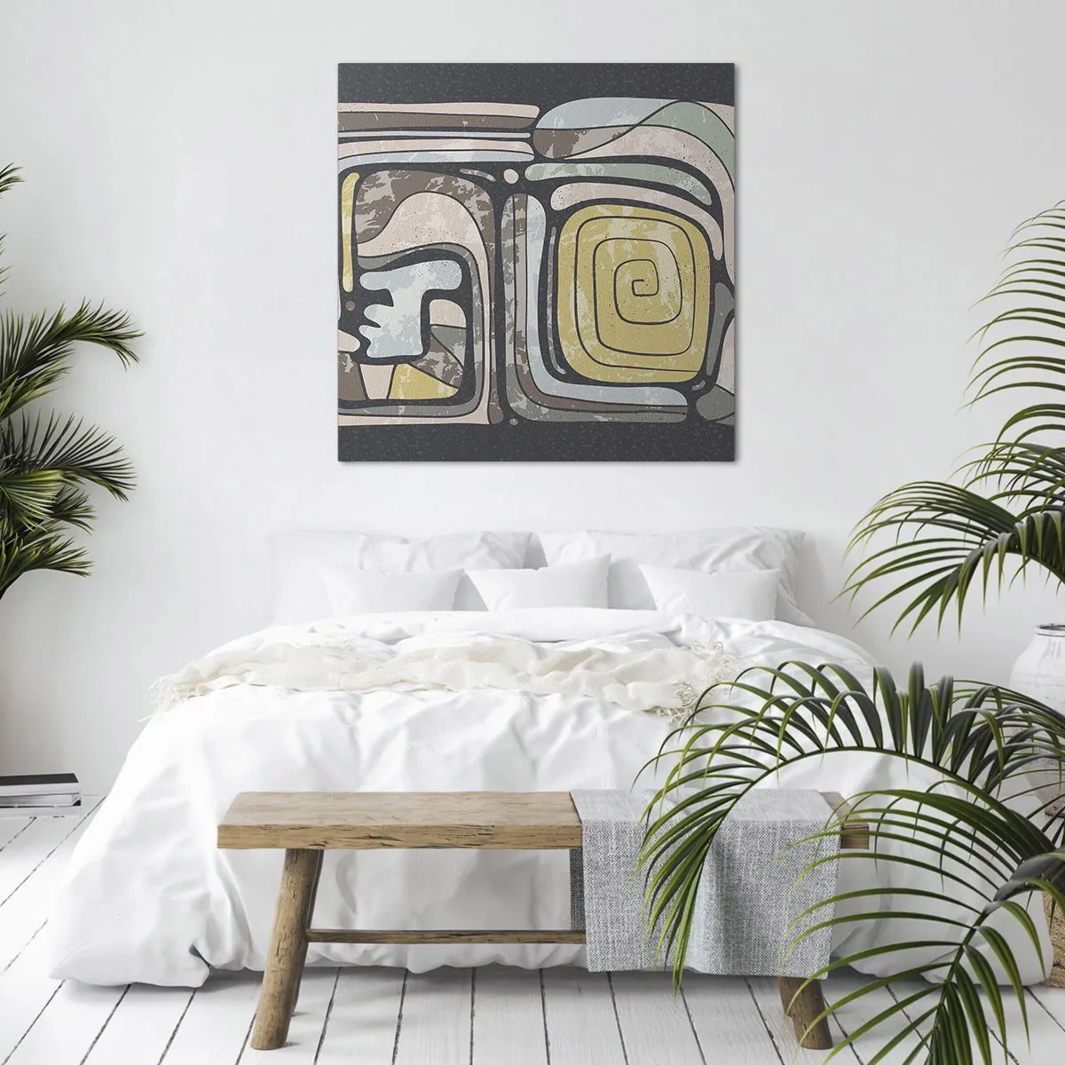 Impression sur toile - Image sur toile - L'abstraction dans l'esprit précolombien - 40x40 cm