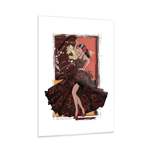 Impression sur verre - Image sur verre - Danseuse de flamenco dans une élégante robe rouge et noire - 50x70cm - Au rythme du cœur - Décoration murale moderne pour le salon et la chambre ARTTOR