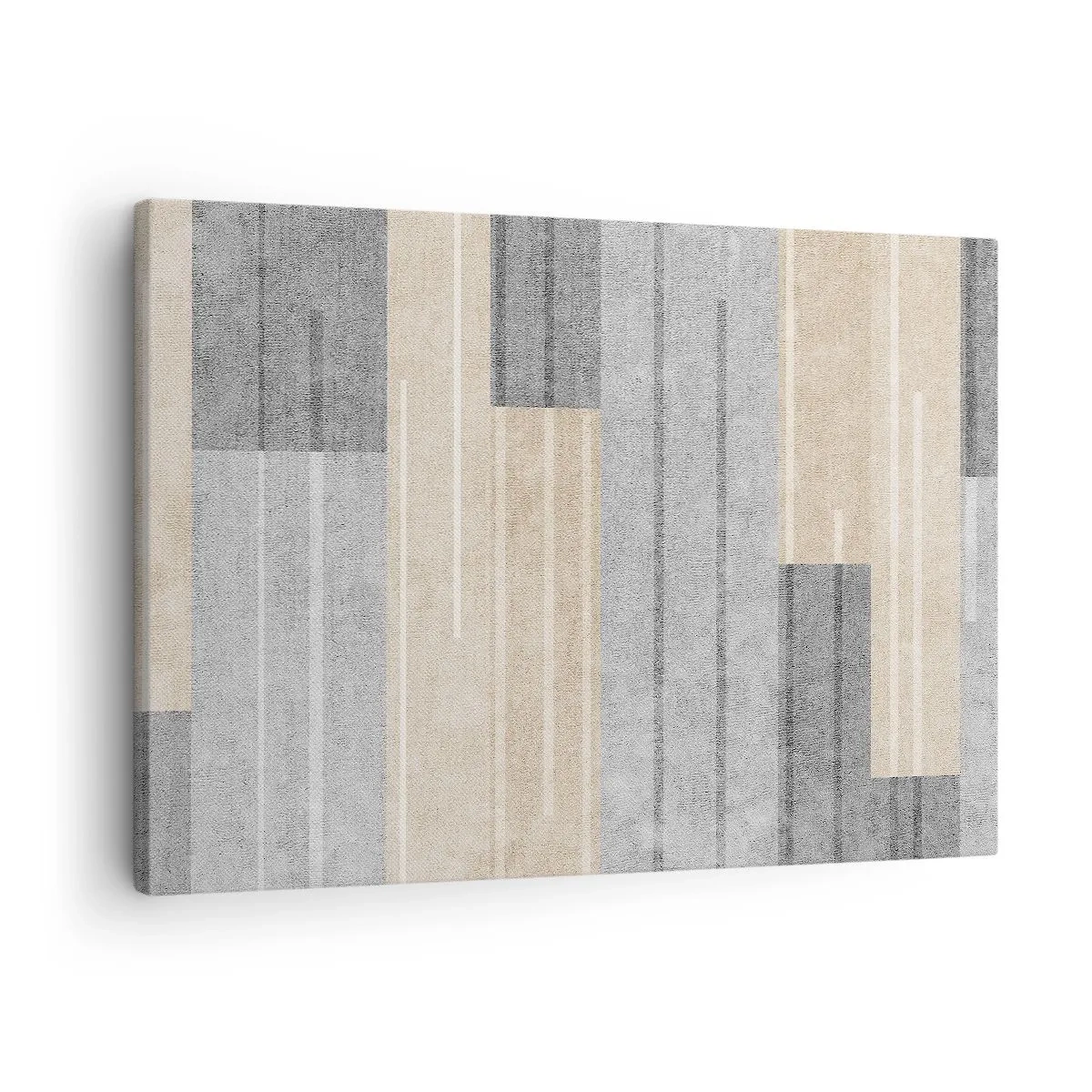 Impression sur toile - Image sur toile - Composition géométrique dans les tons de gris et de beige - 70x50cm - Composition : se tenir droit - Décoration murale moderne pour le salon et la chambre ARTTOR