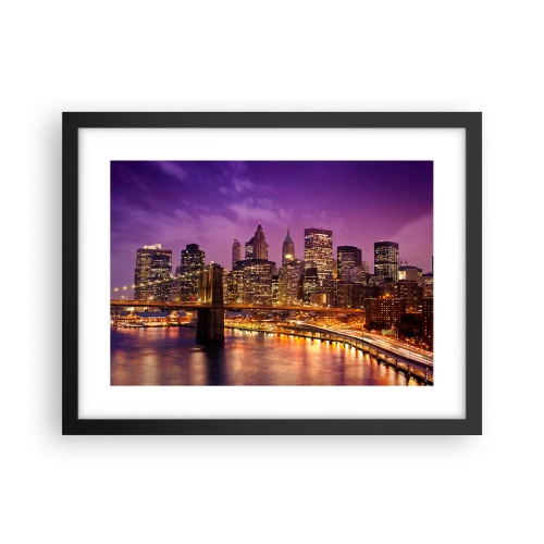 Affiche dans un cadre noir - Poster - Manhathann or violet - 40x30 cm