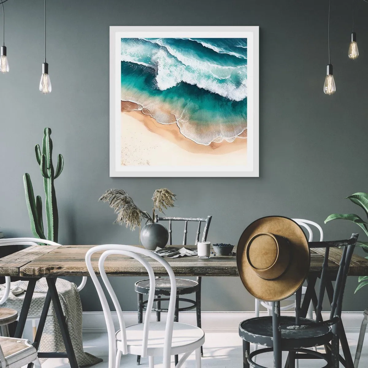 Affiche dans un cadre blanc - Poster - La rencontre éternelle - 40x40 cm