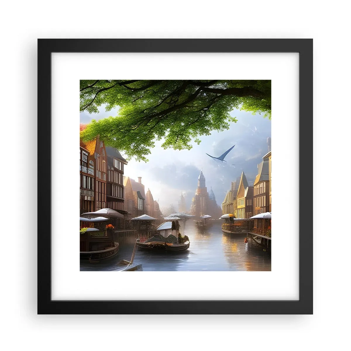 Affiche dans un cadre noir - Poster - Paysage urbain néerlandais - 30x30 cm