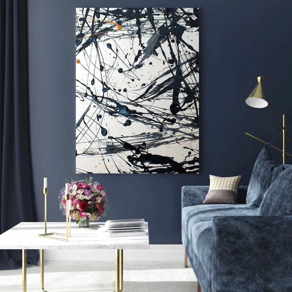 Impression sur verre - Image sur verre - Motif de peinture abstraite avec des lignes et des taches dynamiques - 70x100cm - Ca a du sens ou ça n'en a pas ? - Décoration murale moderne pour le salon et la chambre ARTTOR